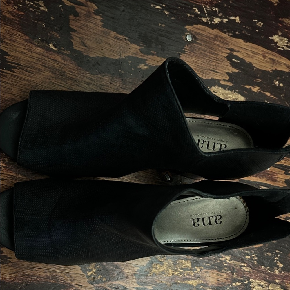 a.n.a Elegant Black Peep-Toe Heels